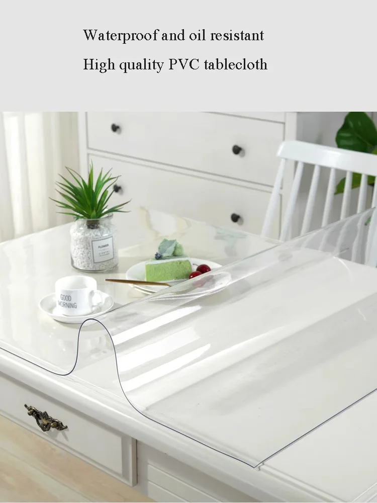 PVC-Tischdecke, transparentes Esstisch-Tuch mit wasserfesten, ölbeständigen Küchentischdecken, rechteckige Tischunterlage aus weichem Glas, 1,0 m – Detail 2