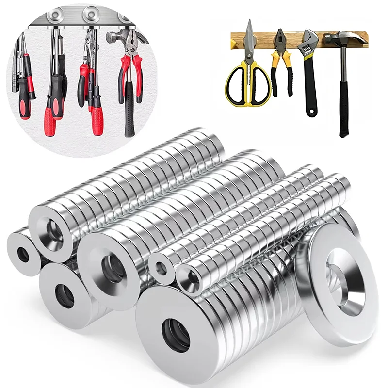 10/20/30/50 Stück starke, versenkte, tragbare Magnetscheiben 12/15/18 mm mit Lochmagnet, leistungsstarke magnetische Push-Pin-Kühlschrankmagnete
