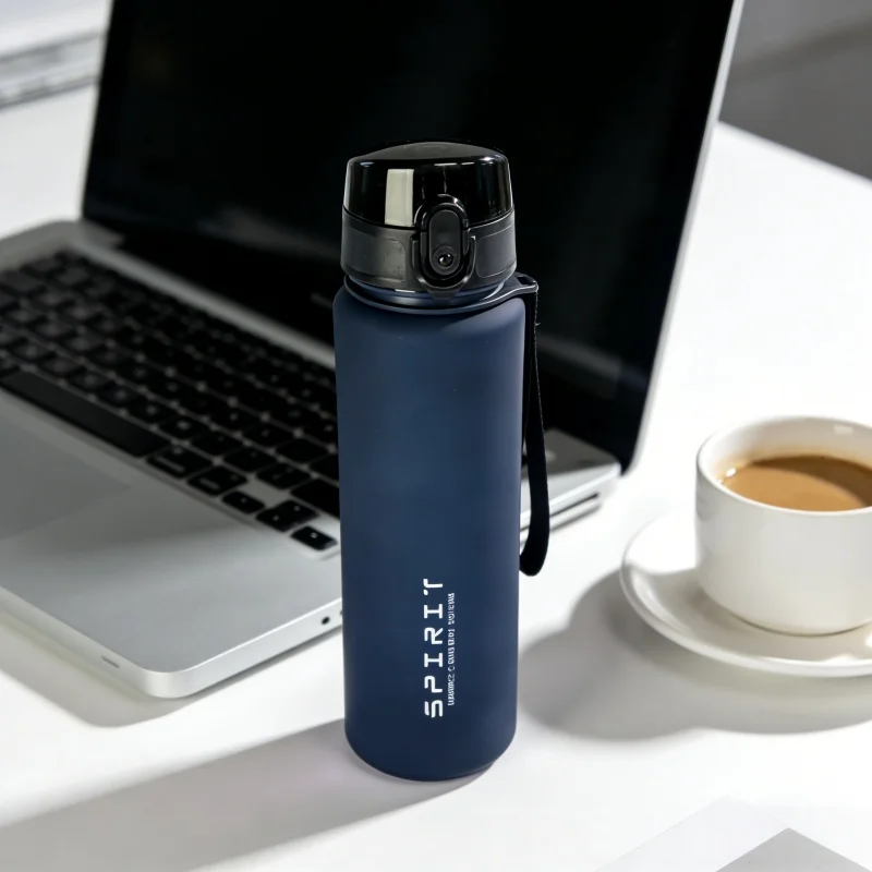 650ML 大容量フロストスポーツウォーターボトル - 漏れ防止、BPAフリーPC、シリコンストローとキャリングロープ付き、ジムやアウトドア用