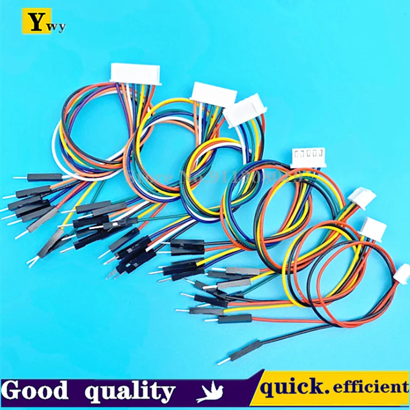 50PCS/LOT XH2.54 to DuPont male 1P terminal line sensor connection line 20CM PCB board patch cord 2.54mm pitch 2P-8P
