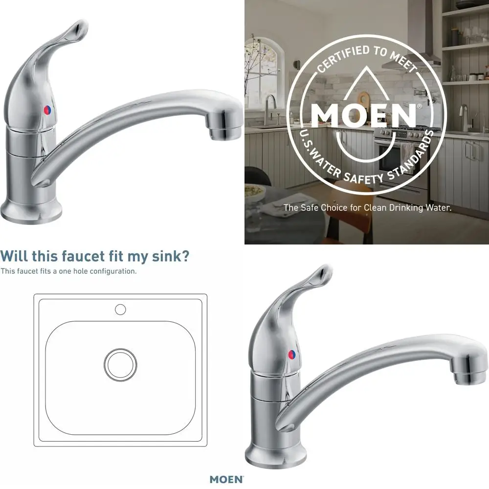 

Single Hole Low Arc Kitchen Faucet, One-Handle Design, Chateau Chrome Finish, Model 7423