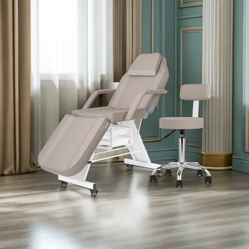 

Movable Beauty Bed with Saddle Chair Foldable Massage Bed Salon Spa PU Leather Wholesale New Furniture