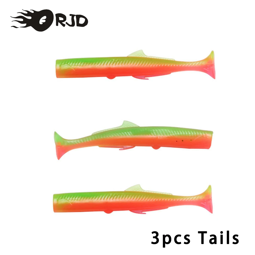 

ORJD 11cm 14g Soft Fishing Lures Luminous Silicone Wobblers Tail Worm Double Color Artificial Fishing Baits Lead Head With Hooks