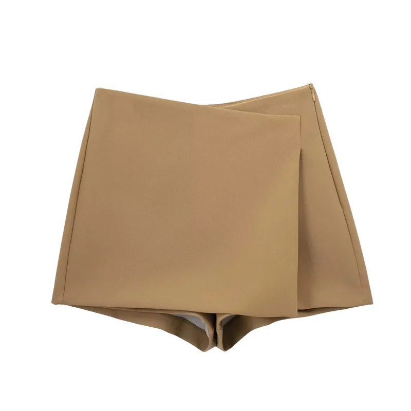 Asymmetric Short Culottes For Women Fashion Solid Color Simple All-match Shorts Women's Summer Slim Hakama Foreign Style 2025