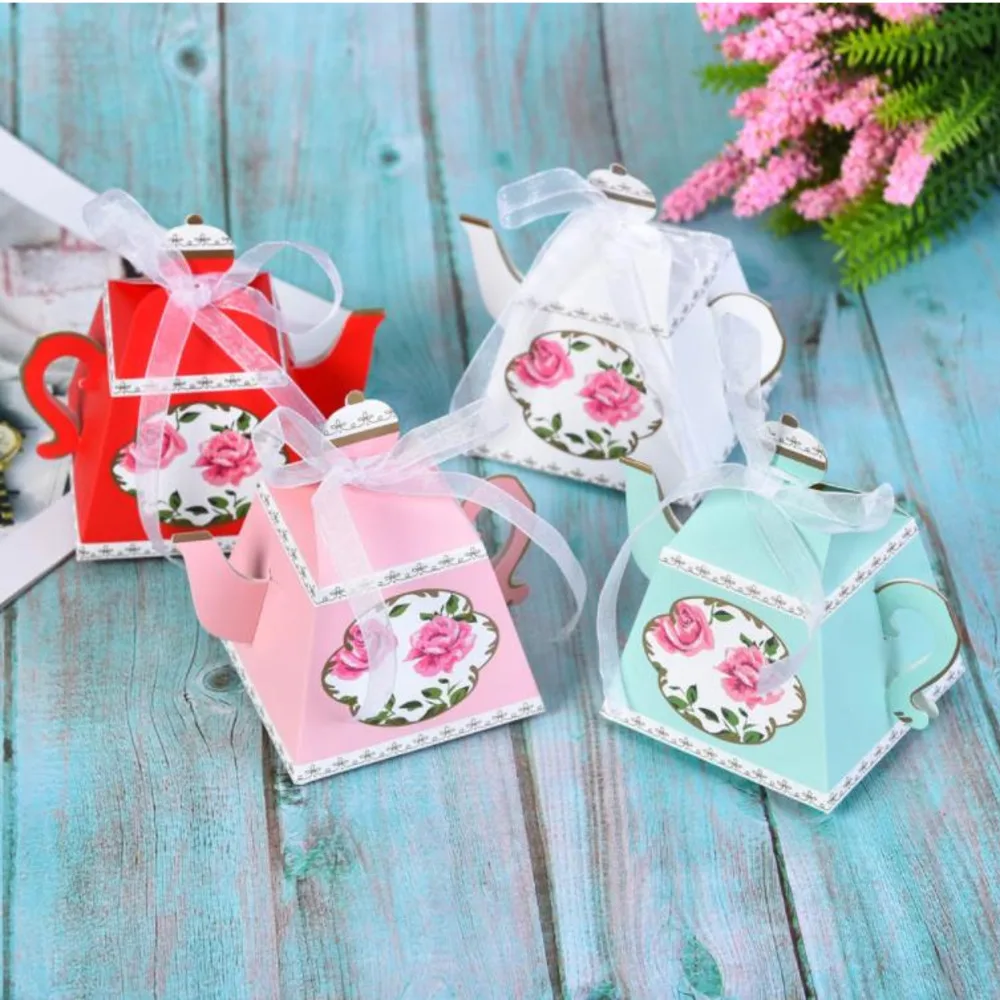 Lovely Teapot Candy Box Retro Paper Candy Boxes For Wedding Party Favors And Gifts Cajas De Dulces Para Boda