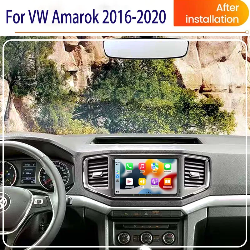 

9" Car Radio For VW Amarok 2016-2020 Wireless Carplay Android Auto Stereo Head Unit FM BT 4+64GB + Rear Camera