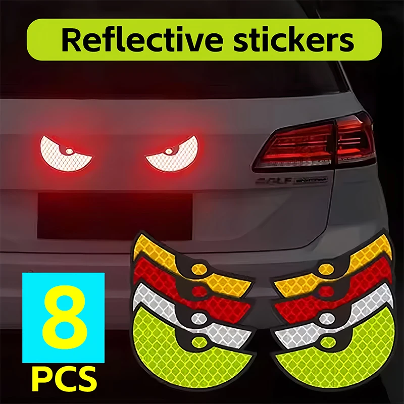 

Safety Warning Reflective Sticker High Visibility Funny Creative Big Eyes Reflective Sticker for Night Riding Walking Car Helmet