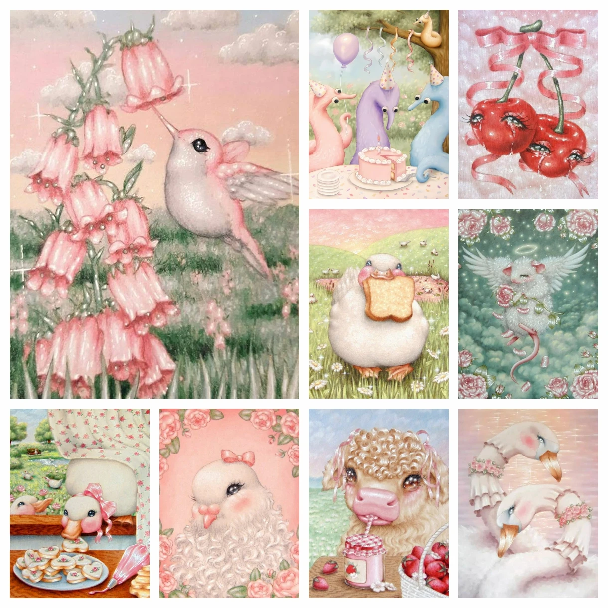 

DIY Diamond Art Painting Kit Cute Pink Animals Bittersweet Celebration Embroidery Mosaic Cross Stitch Home Decor Children's Gift