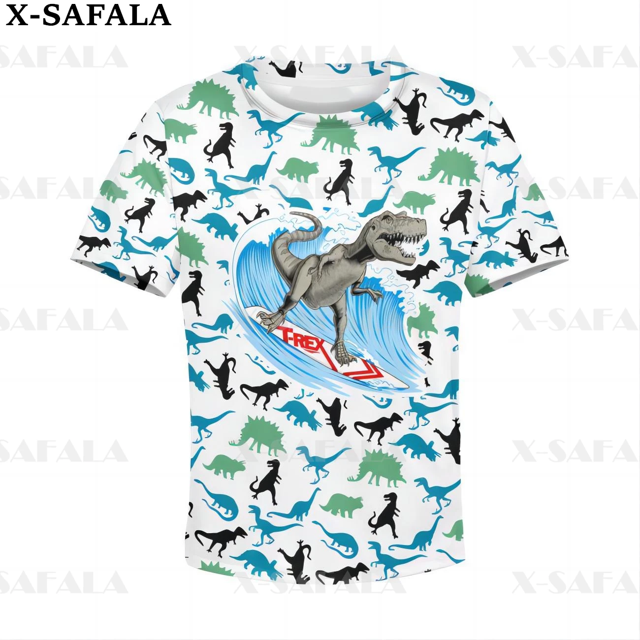 

Surfing Dinosaur Fossils Kids Boys 3D Print T Shirt Short Sleeves Tops Girls Children Clothing Summer Tee Toddler Clothes-1