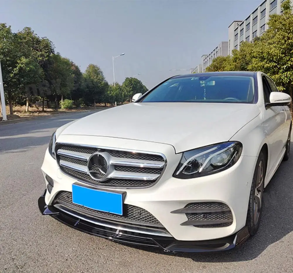 

For Mercedes Benz E Class W213 E63 Sport 2017 2018 2019 3Pcs/set ABS Gloss Black Car Front Bumper Lip Chin Spoiler