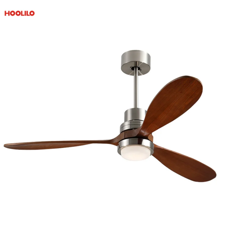 42 52Inch 3 Solid Wood Blade DC Motor Ceiling Fan with Light Remote Control Ventilador De Techo