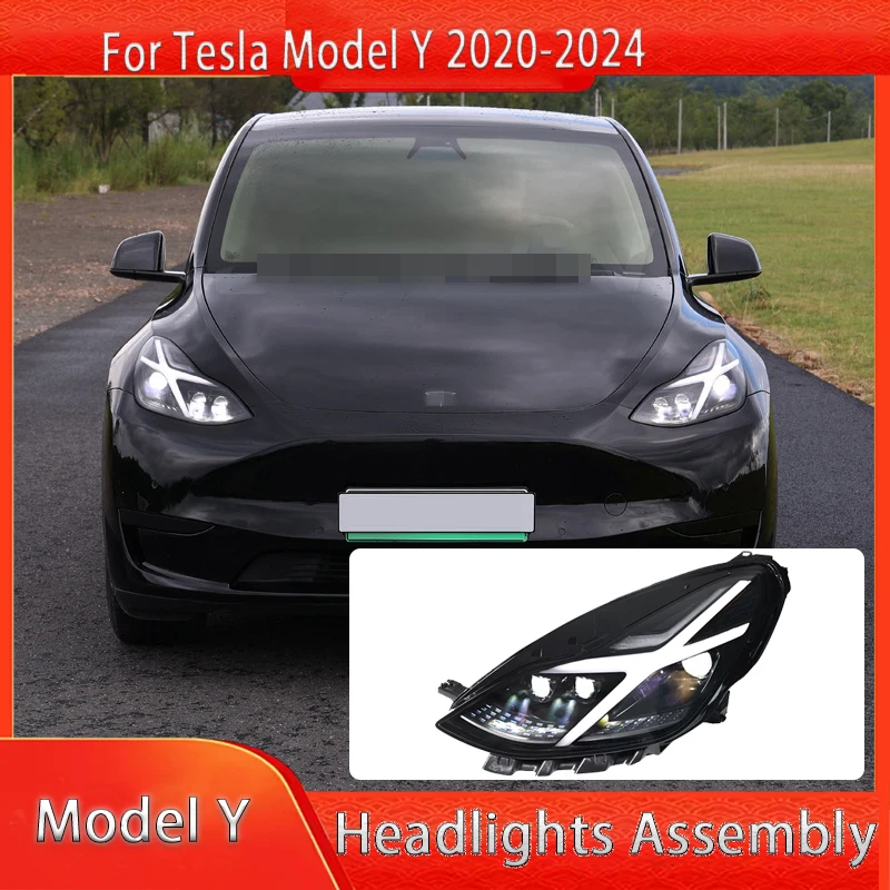 

For TESLA Model 3 Model3 Model Y ModelY Headlights 2020-2024 Daytime Running Lights And Turn Signal LED Headlights