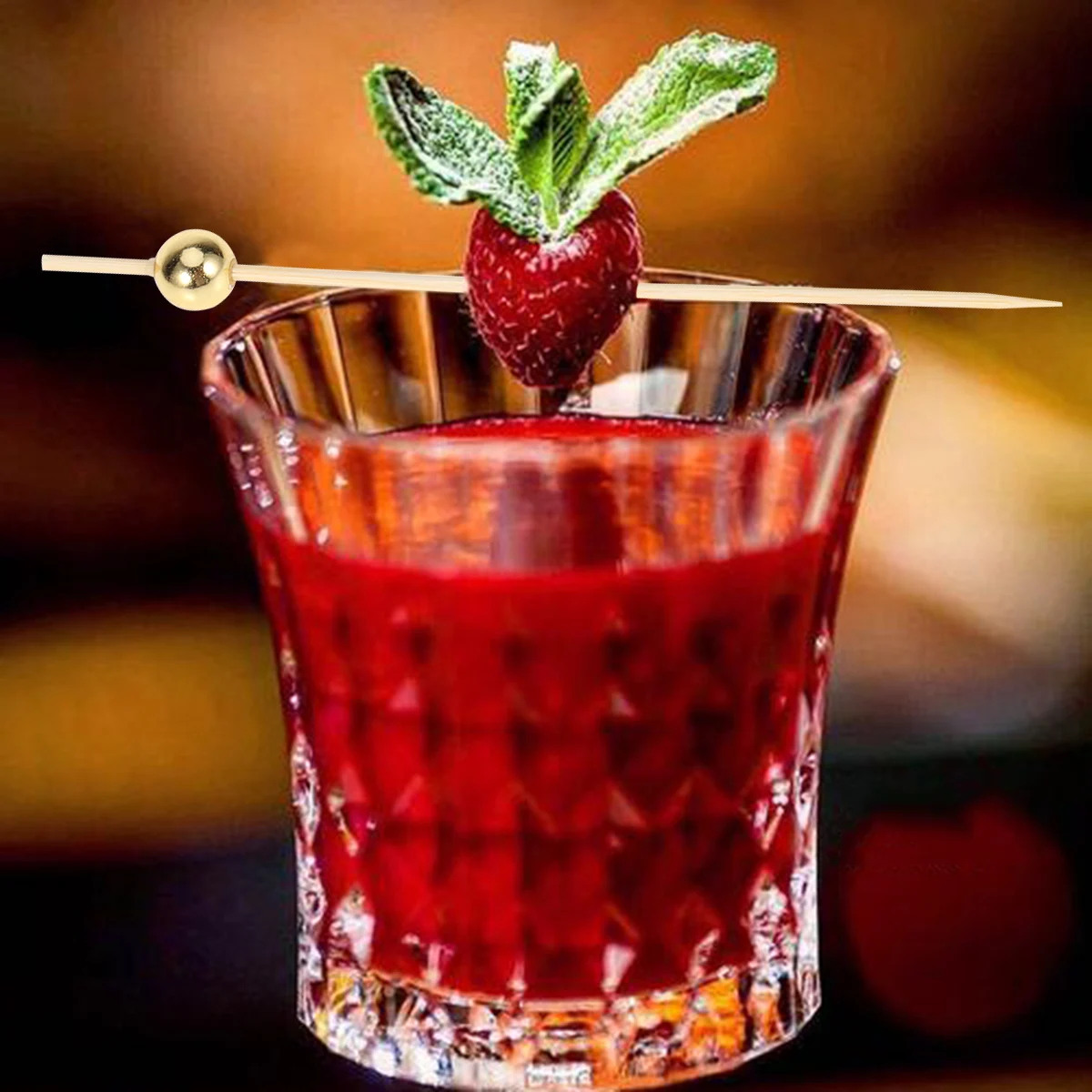 

200 pcs Cocktail Skewers Bamboo Toothpicks Fruit Picks Stick for Olives Appetizers Elegant Pearl Decor Bar Home Use Decorative