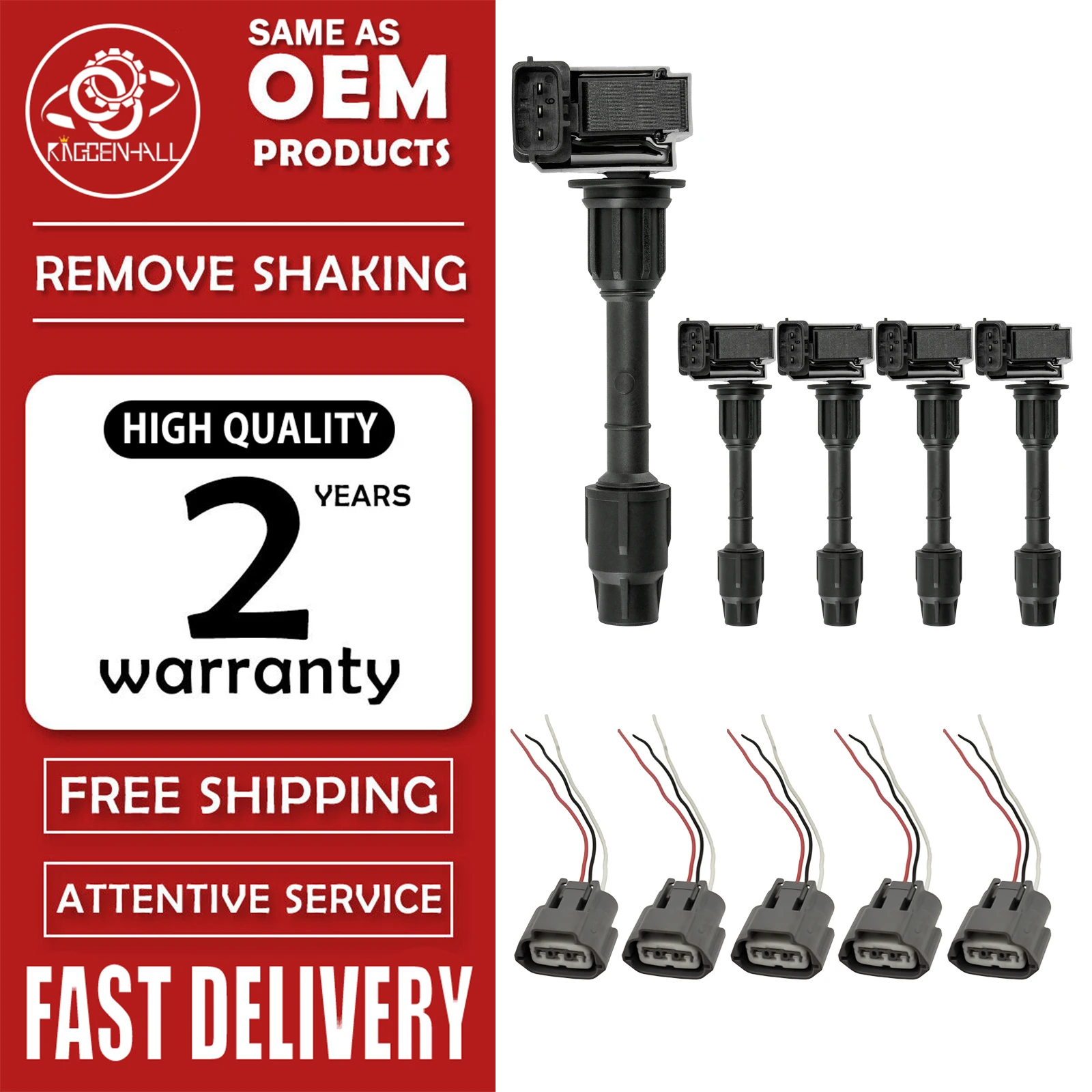 

5PCS катушка зажигания совместима с NISSAN PATHFINDER 3.3L 3.5L INFINITI QX4 3.3L замена 22448-4W011 224484W010