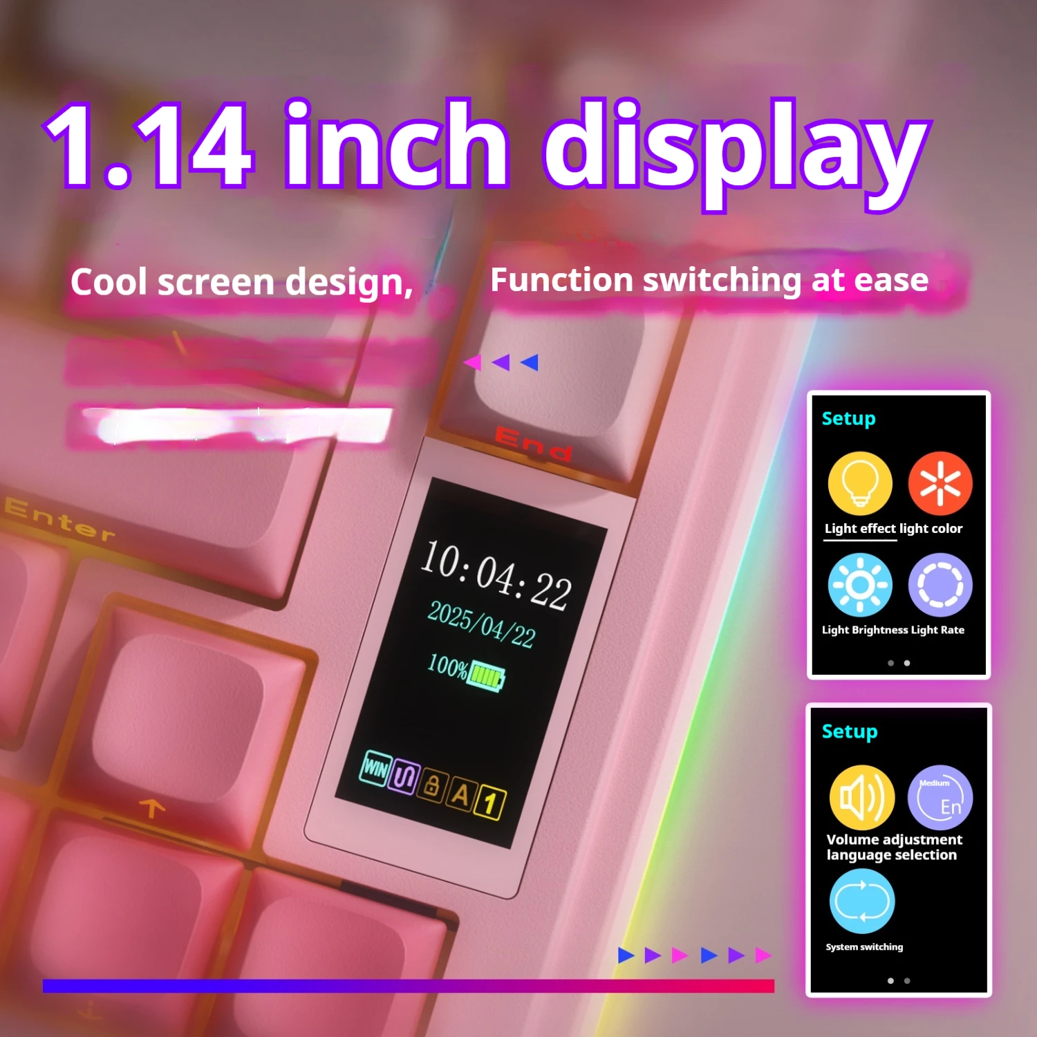 Aula S75pro Wireless Mechanical Keyboard Custom Wired/2.4g/Bluetooth Gasket Hot-Swappable Rgb Gaming E-Sport 1.14 Display Screen