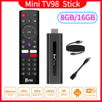 TV98 ATV H313 Android TV Stick 14.0 8K 2.4G/5G WiFi Quad Core BT5.0 Set Top Box Smart TV Stick for Network Media Player