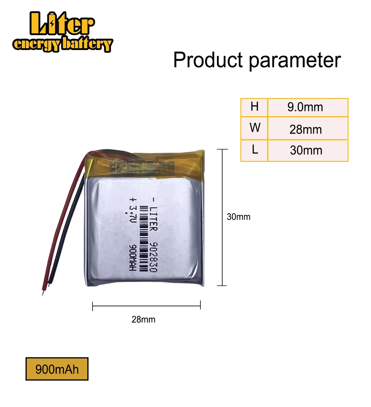 Good Qulity 3.7V,900mAH,902830 Polymer lithium ion / Li-ion battery for TOY,POWER BANK,GPS