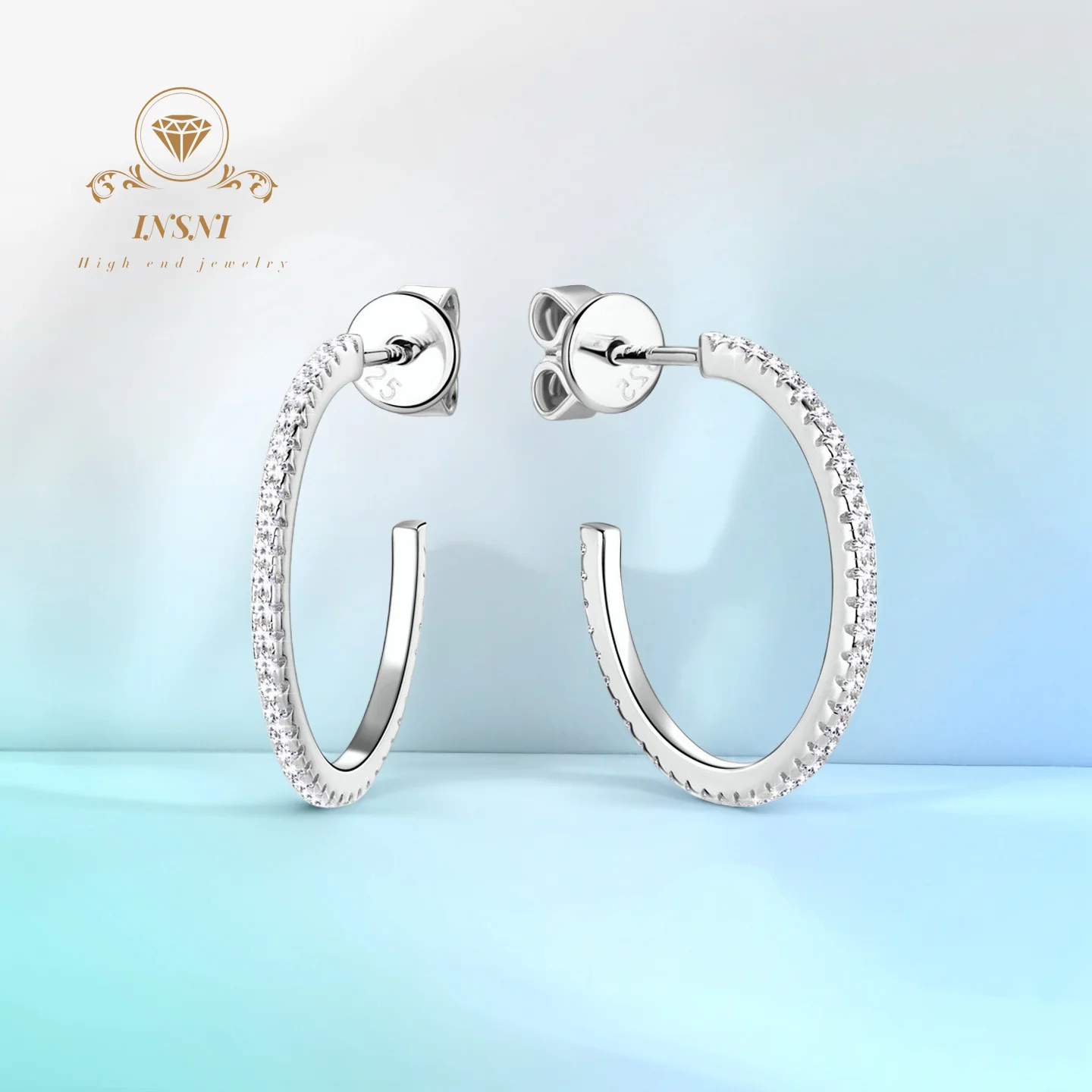 

Half-Open Moissanite Women's Earrings Stylish Trendy Straight Row S925 Silver Certified Luxury Chic Jewelry VVS1 D Color