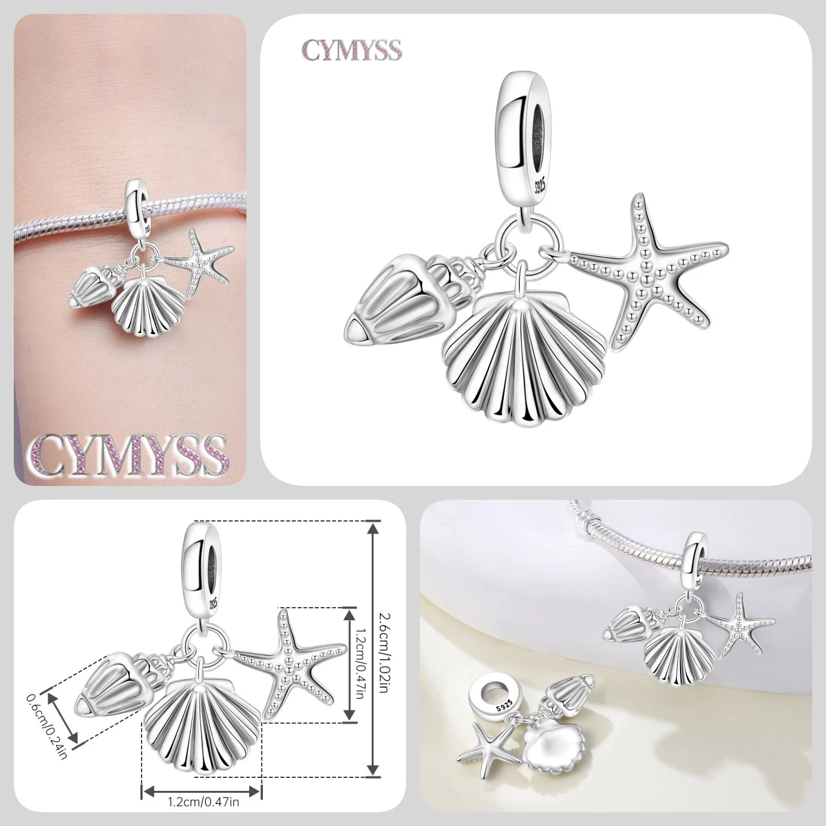 Blauer Charm, 925er Sterlingsilber, Ozeanperlen, Betta-Fisch-Anhänger, Geburtstagsfeier, Geschenk für Frauen, Armband, Halskette, DIY-Perlen, Schmuck – Detail 21