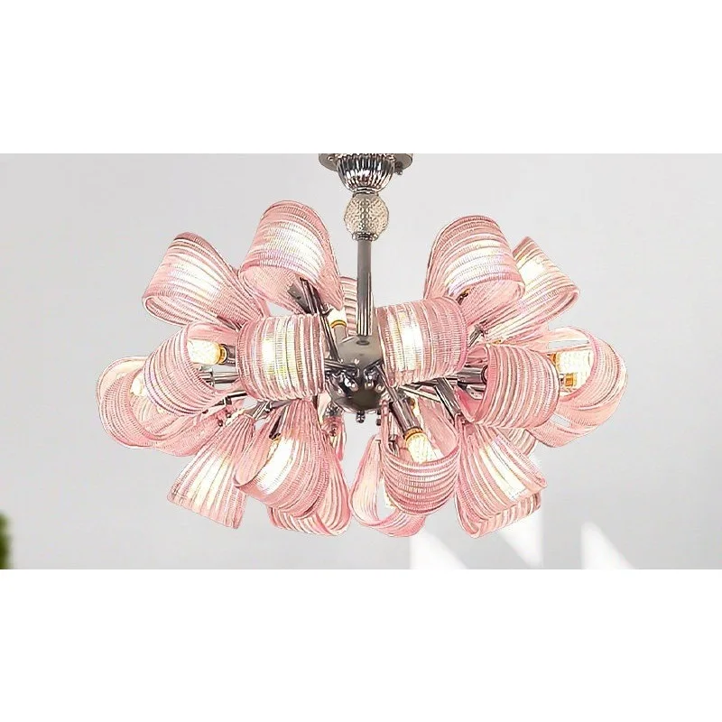 Glass princess room lamp light luxury master bedroom lamp designer room lamp y