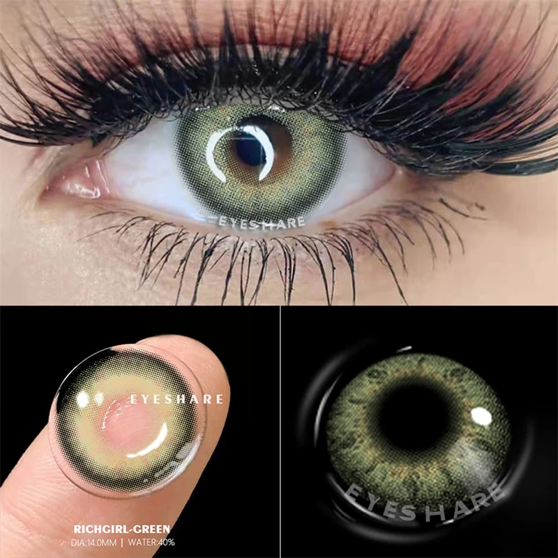 Eyeshare-lentes de contato verde para olhos, cosméticos, beleza