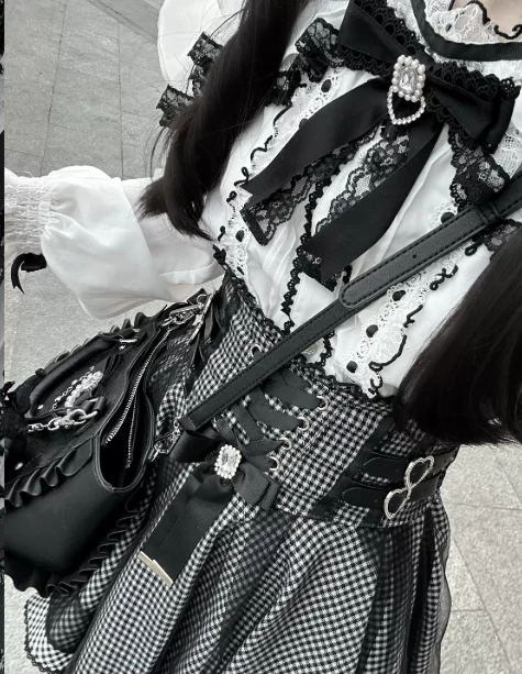 Sweet Japanese Subculture Lace Women Summer Short Sleeve Shirt Fashion New High Waist Temperament Age Reduction College Skirt