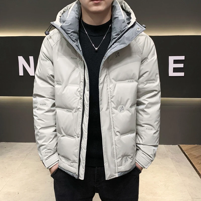 

Winter Men's down Jacket 2024 New Fashion Thin Thick Warm Casual Outerwear Hat Integrated Polyester Fiber Fashion City Style