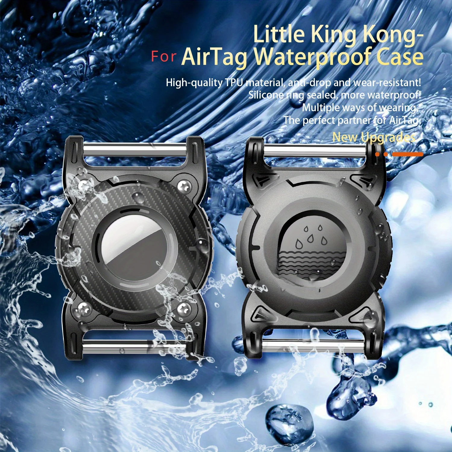 

Waterproof IP8X Case for AIRTAG Tracker, Anti-lost Protective Cover with Keychain