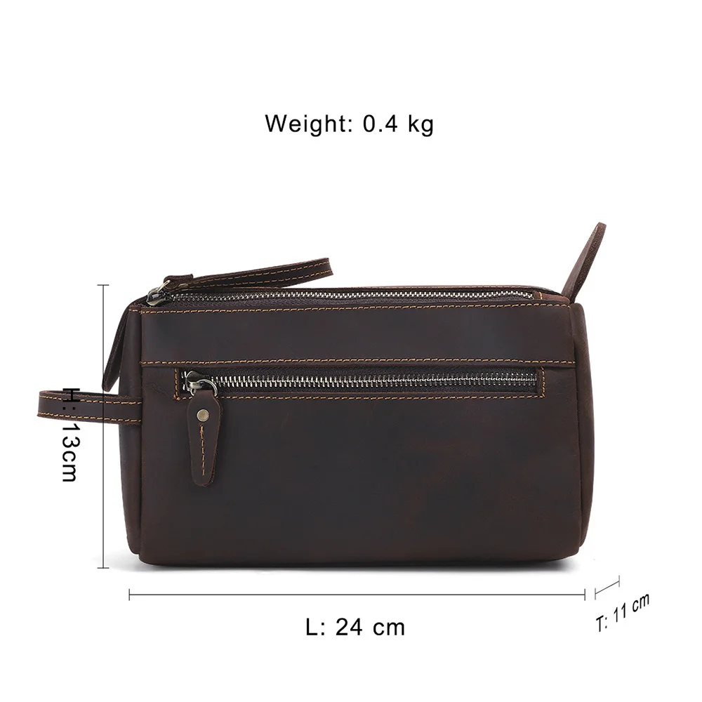 Echt leder Herren Clutch Taschen für Herren Handtasche bilden Toiletten artikel Rindsleder Geschäft große Kapazität Kosmetik Wasch beutel