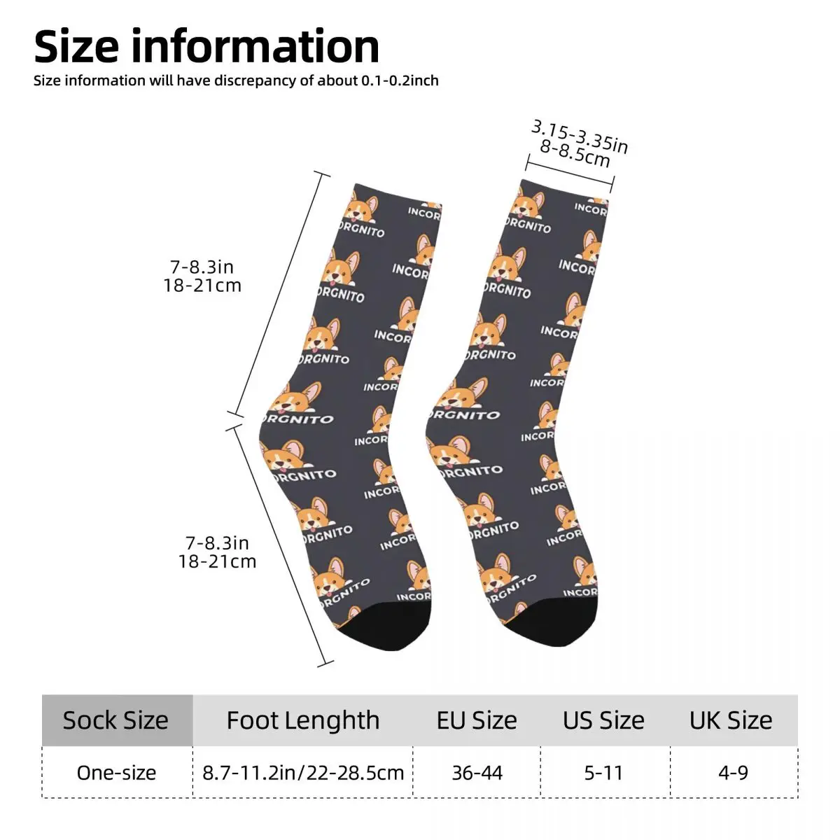 Hip Hop Vintage Incognito Crazy Men's Socks Corgi Dog Animal Unisex Harajuku Pattern Printed Funny Novelty Crew Sock Boys Gift