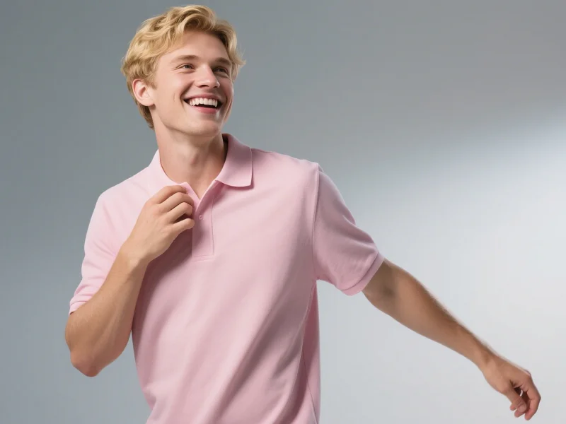 Uomo che indossa una polo rosa
