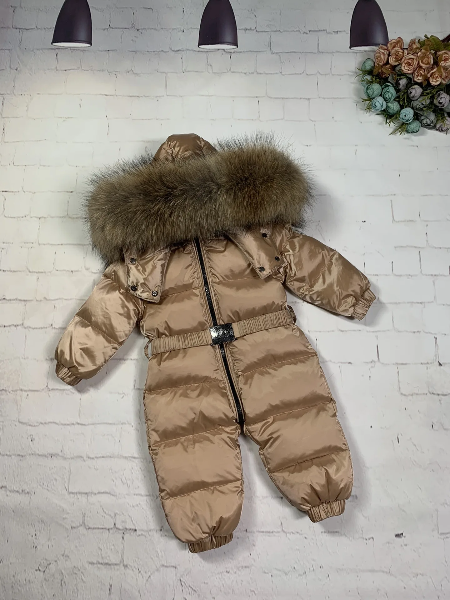 70cm-150cm Raccoon fur Outdoor 2022 winter down jacket child down coat overall children snowsuit girl outerwear suit jumpsuits