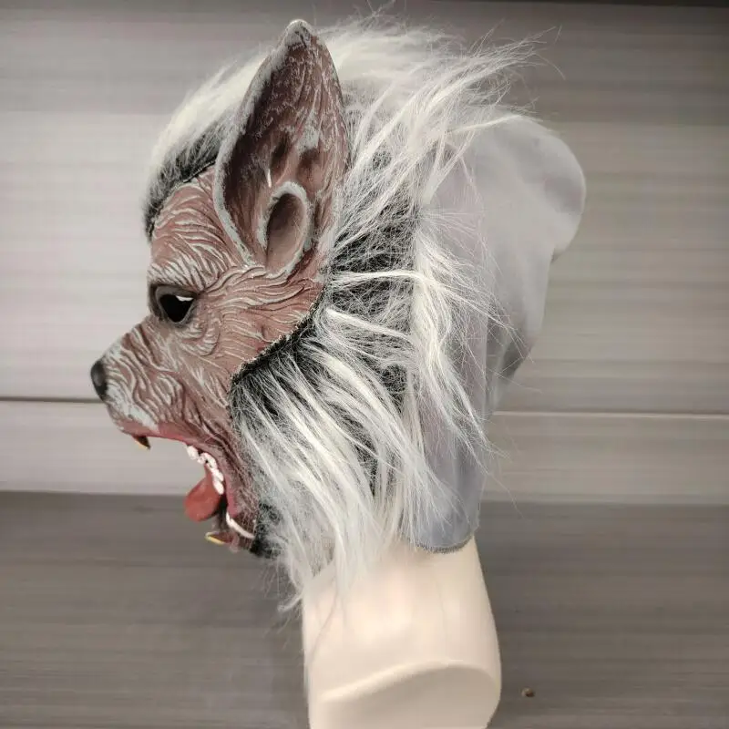 Werwolf Maske Realistische Wölfe Cosplay Masken mit Haar Latex Wolf Anime Halloween Kostüm Karneval Party Maskerade Helm
