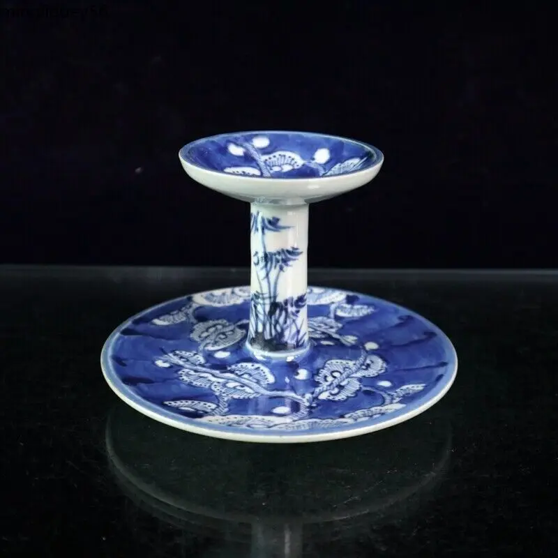 Chinese Fine Blue-and-white Porcelain Red Glaze Ice Plum Blossom Candlestick