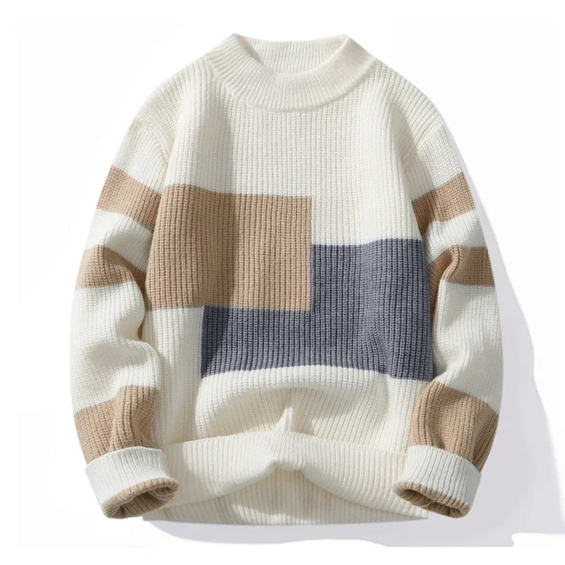 

Men's Winter Fashionable Warm Home Pullover Knitted Sweater Round Neck Comfortable Trendy Warm Breathable Home Clothing