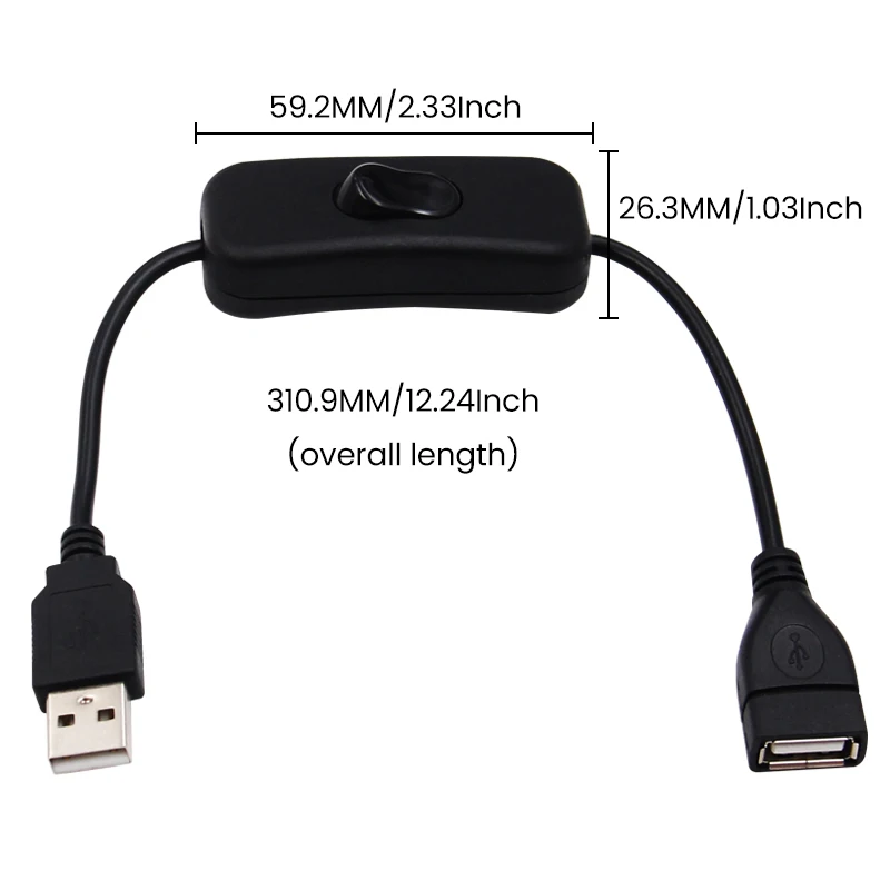 NOWOŚĆ Kabel USB 28CM z przełącznikiem ON/OFF Przedłużacz kabla do lampy USB Wentylator USB Linia zasilająca Trwały adapter HOT SALE