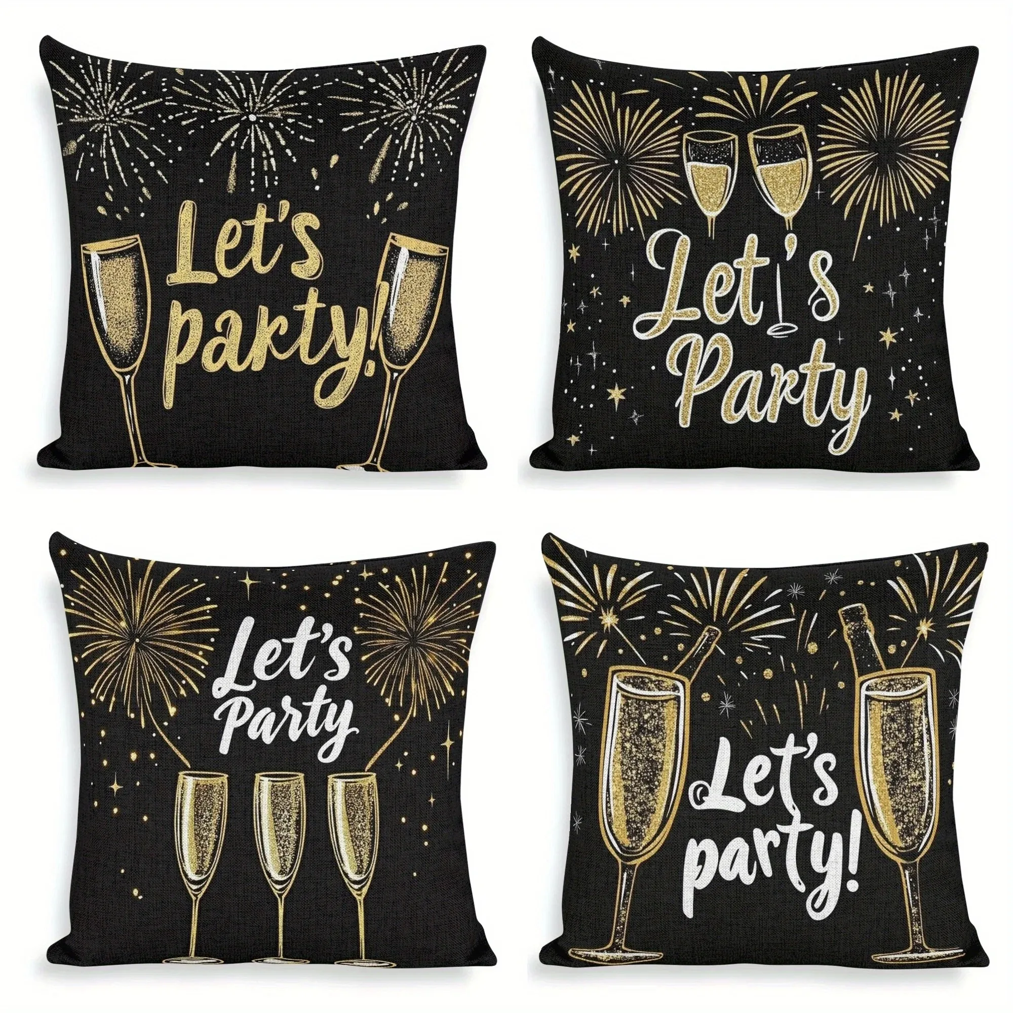 

Home Decor Let's Party with Sparkling Champagne & Fireworks Pattern Cushion Cover Suitable for Sofa Bedroom Car Pillow Cover