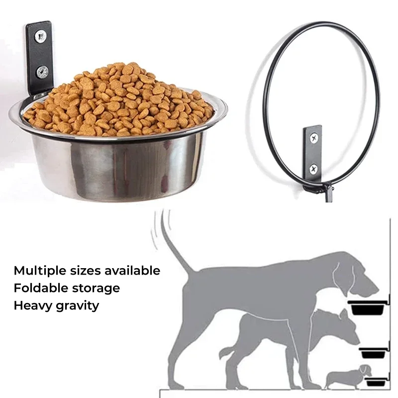 Wall Mounted Dog Bowl Elevated Pet Feeding Bowls Pet Food Bowl Container Stainless Steel Pet Cat Water Feeder Bowls Dog Supplies