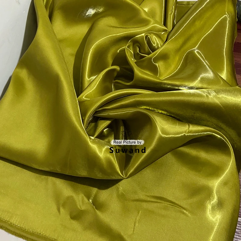 Tela de satén líquido verde especial para vestidos de novia, alta costura, vestido africano, bata, Boubou, tela reflectante ultrabrillante