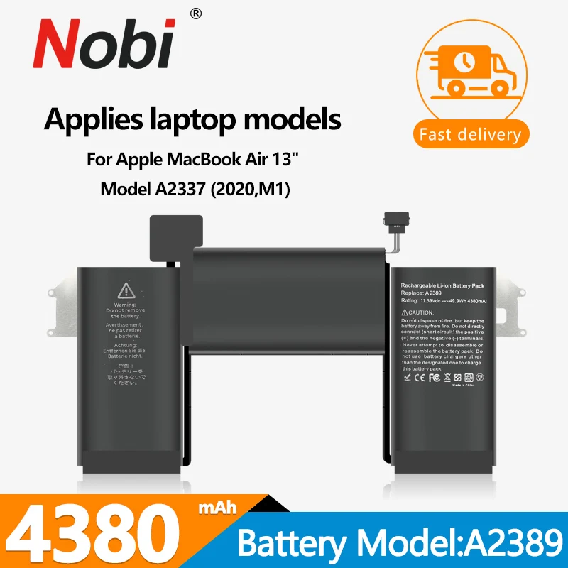 

Nobi A2389 Battery For Apple MacBook Air 13" A2337 2020 EMC3598 EMC3302 MGN53LL/A MGN83LL/A MGN63LL/A MGN93LL/A 4400mAh 49.9Wh