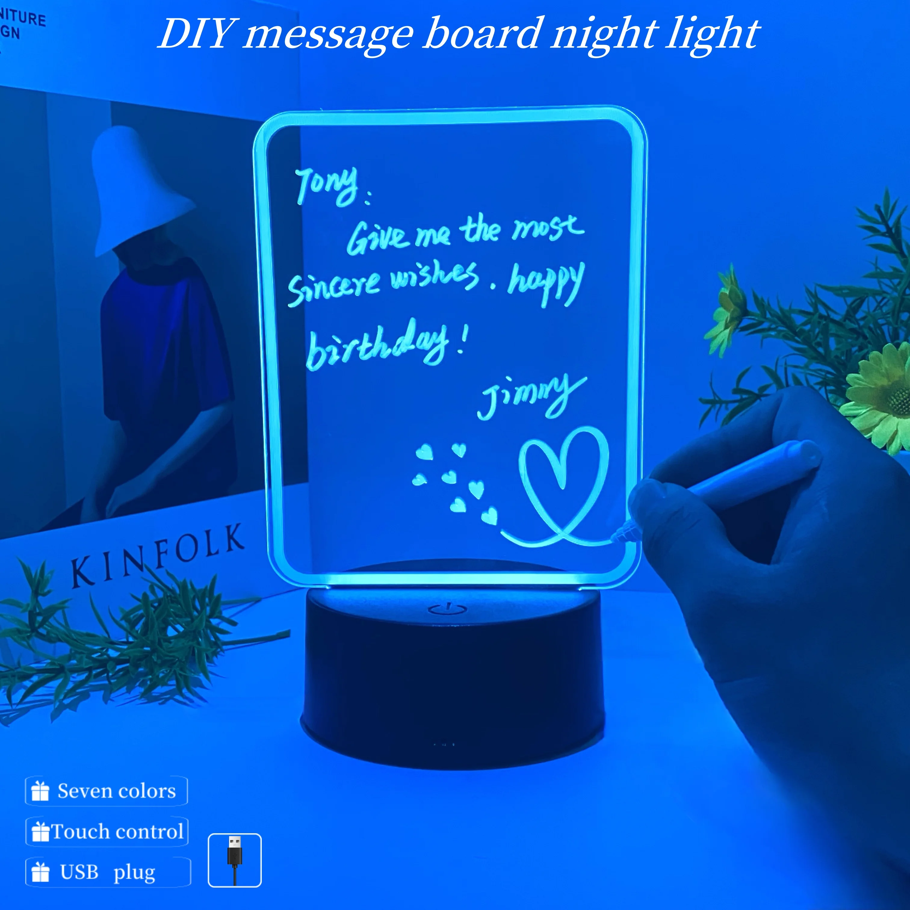

DIY creative message board night light, USB3D decorative atmosphere night light, birthday Christmas gift for friends and family.