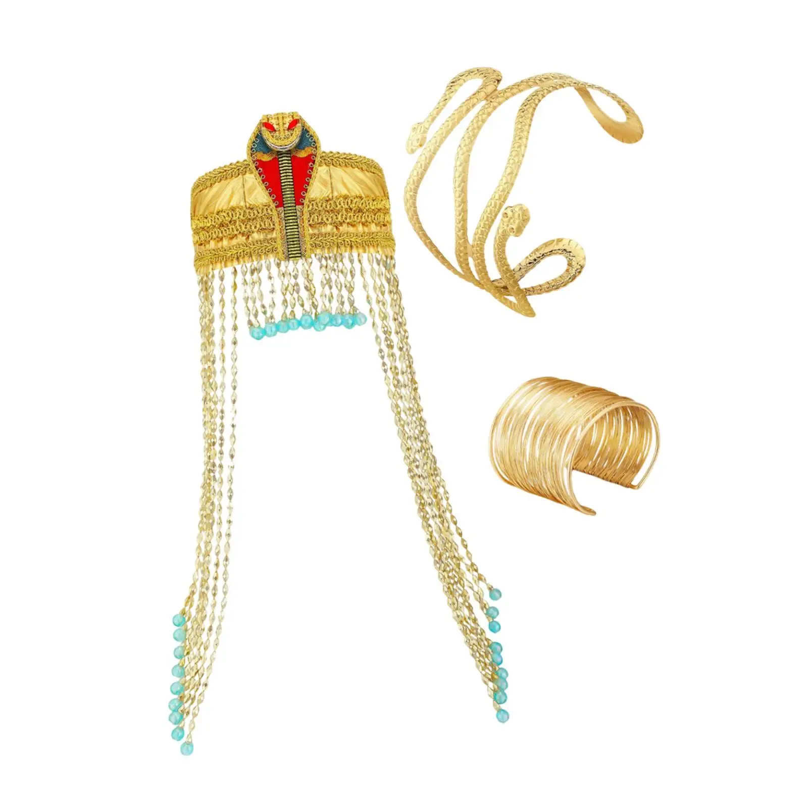 Dames Egyptische Hoofddeksel 3 stks/set Egyptische Koningin Kostuum Accessoires Set voor Evenement Prom Party Stage Performance Foto Props