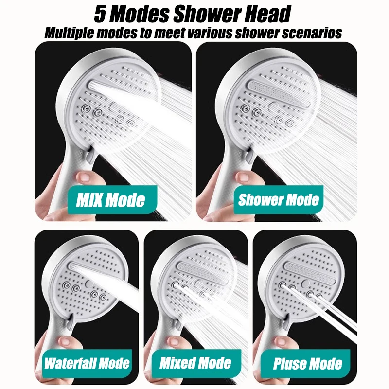 5 Modes High Pressuer Shower Head New High Quality Portable Showerhead Adjustable Spray Shower Head Bathroom Home Accessories