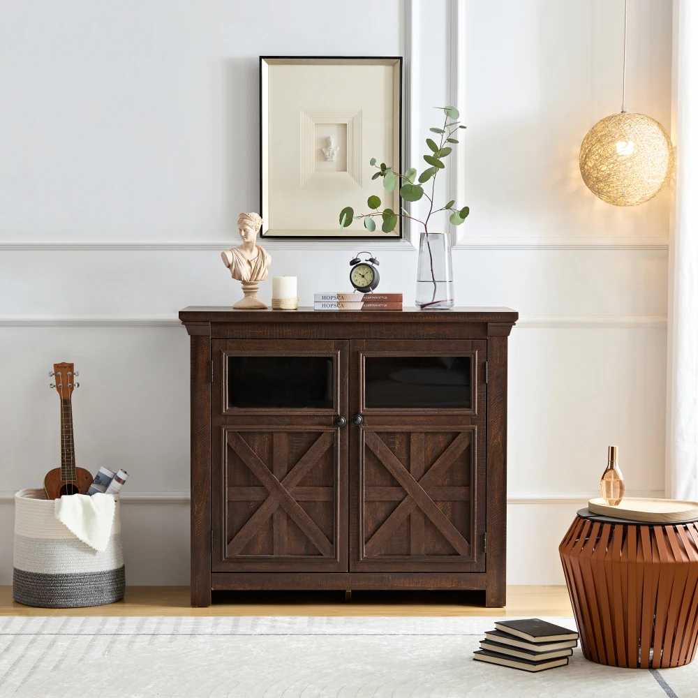 

Coffee bar cabinet, kitchen storage cabinet, modern farmhouse self-service sideboard adjustable shelves L38''*W15.35"*H35"