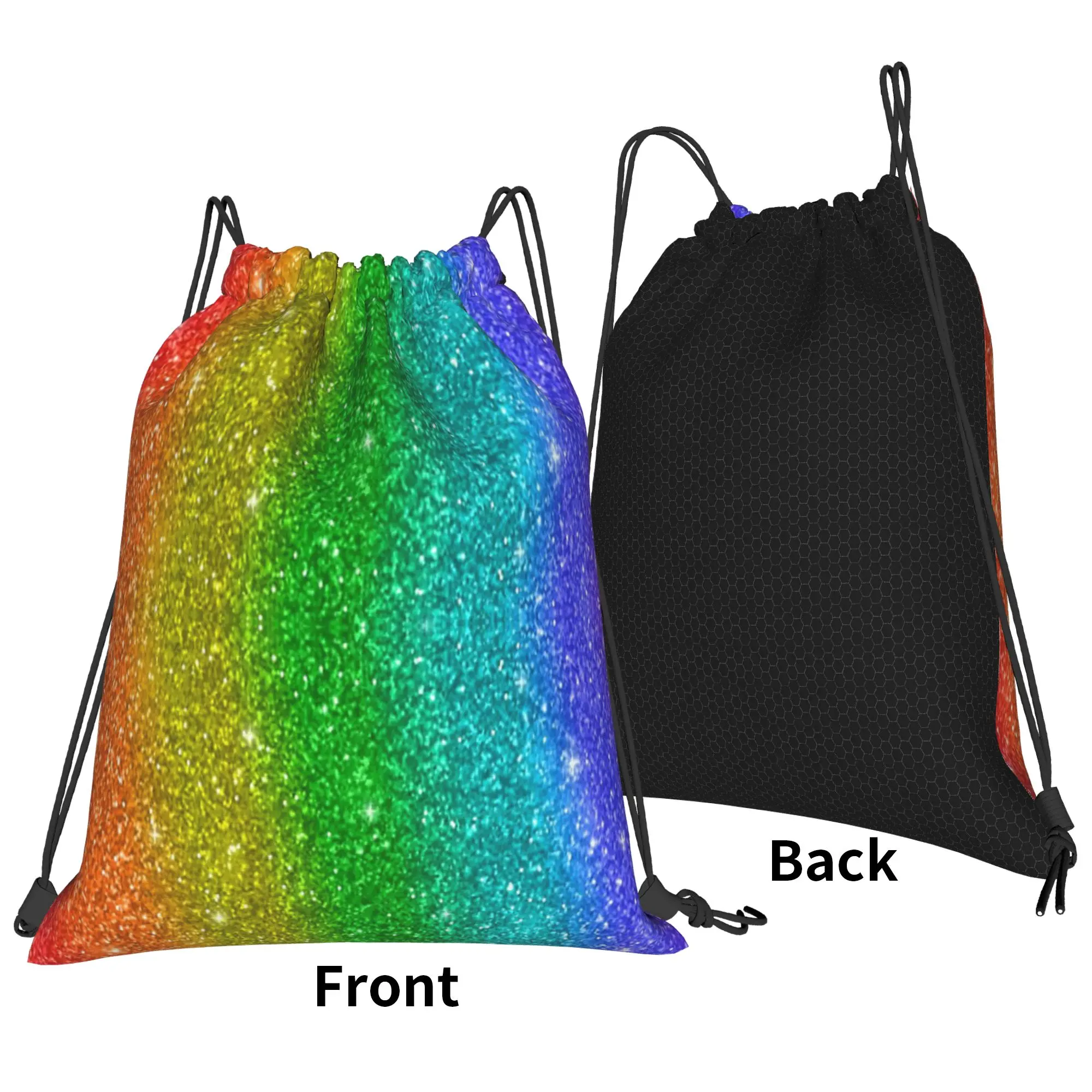 Glitter Rainbow Pride Backpack Drawstring Sports Bags Gym Bag Water Resistant LGBT Rainbow String Sackpack for Exercise