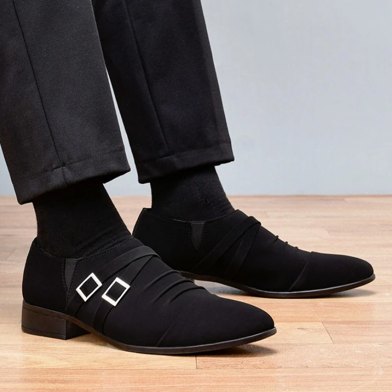 

Весенне-осенние черные мужские деловые туфли с острым носком, кожаные повседневные элегантные и классические офисные туфли, тренд 2025, новинка 39, мужская социальная обувь