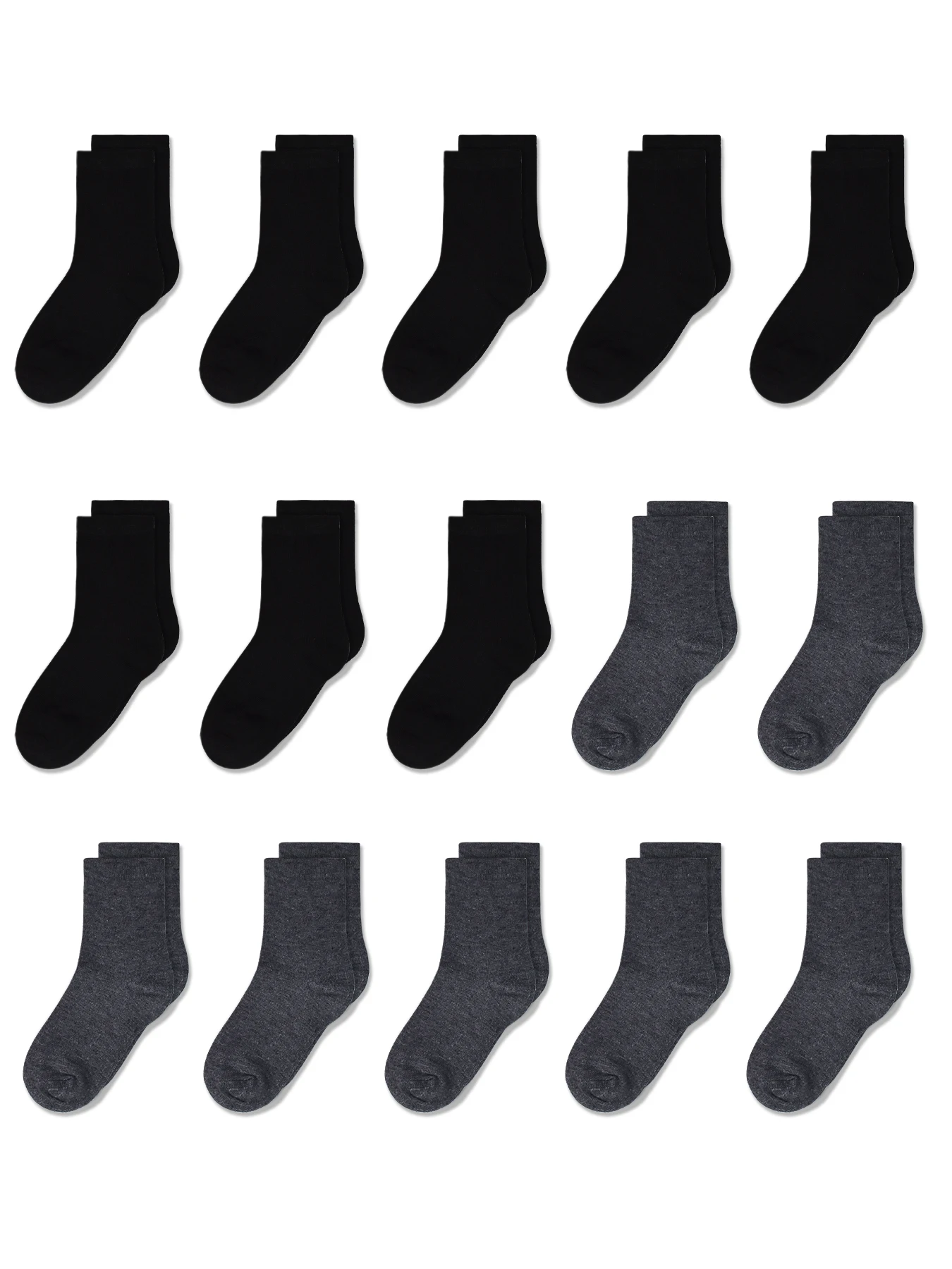 Kids Crew Socks, Mid Cut Socks For Toddler Kids Boys Girls(1-14 Years), 15 Pairs Athletic Mid Calf Socks Multipack