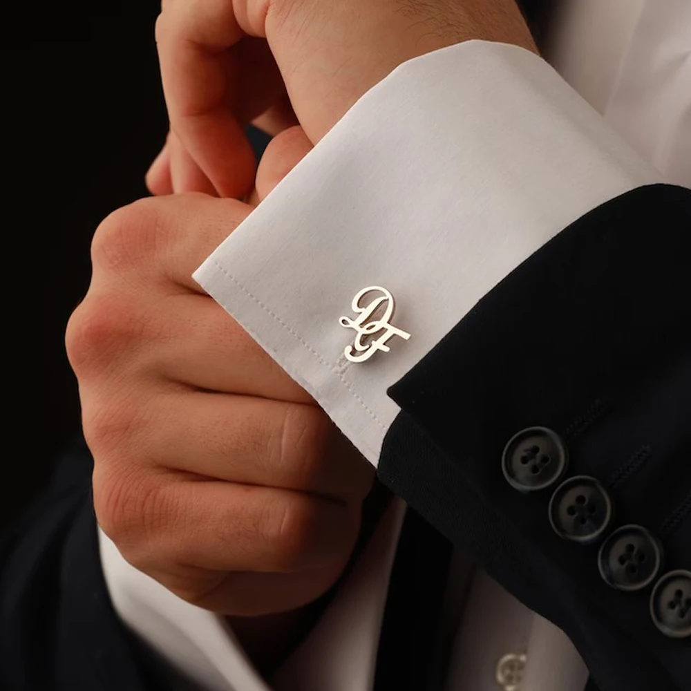 Customized Stainless Steel Material Letter Cufflinks with Different Font Letter Combinations, Suitable for Men's Clothing