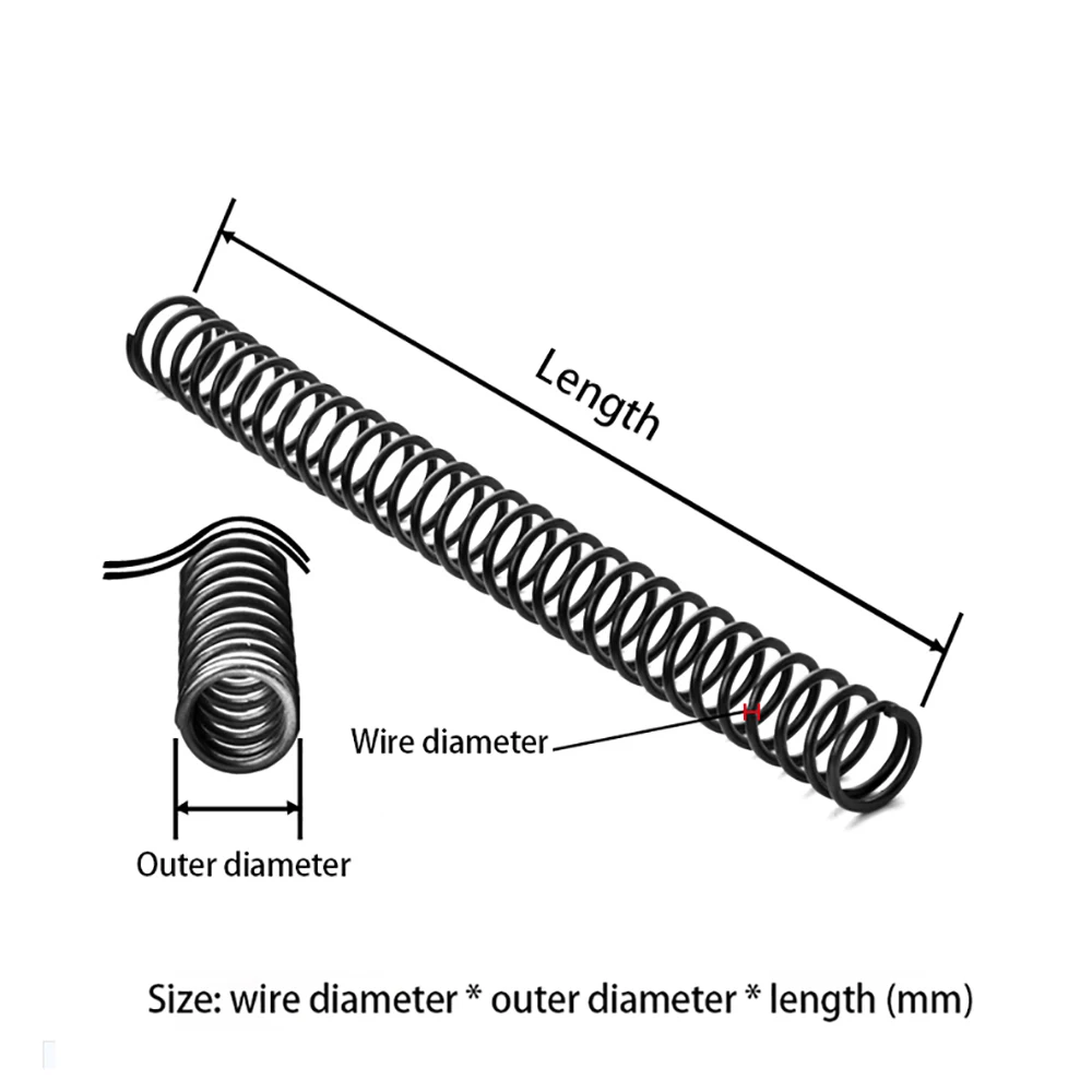 Spring Steel Y-type Compression Spring Pressure Spring Wire Dia0.3/0.4/0.5/.8/10mm Outer Dia 3-10mm Length 305mm