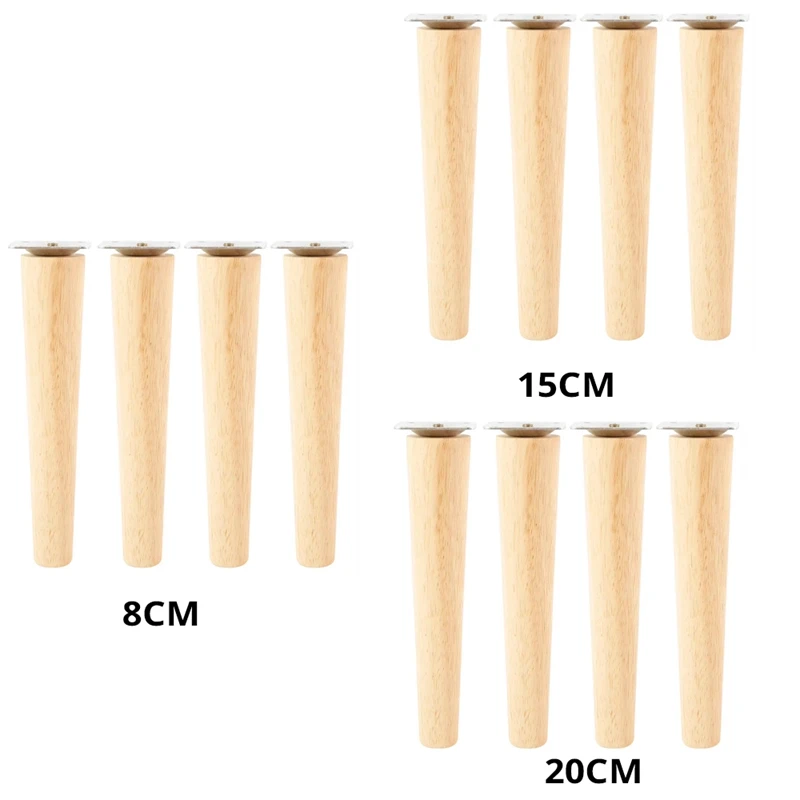 4 Pieces Furniture Legs Wood Solid Furniture Straight Table Legs Non-Slip Chair Legs Replacement Accessories